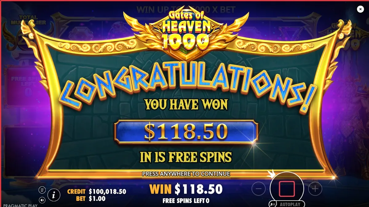 Pemandangan gerbang surgawi dalam slot Gates of Heaven 1000 dengan Zeus