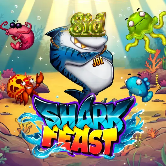 Tampilan visual slot Shark Feast dengan tema pesta bawah laut yang ceria